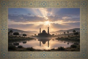 Patience sabr in Islam – peaceful mosque at dawn, symbol of patience in hardship
